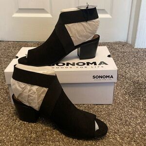 Sonoma Ortholite eco Stonefish Slingback Ankle Boots Open Toe Black Sz 8.5